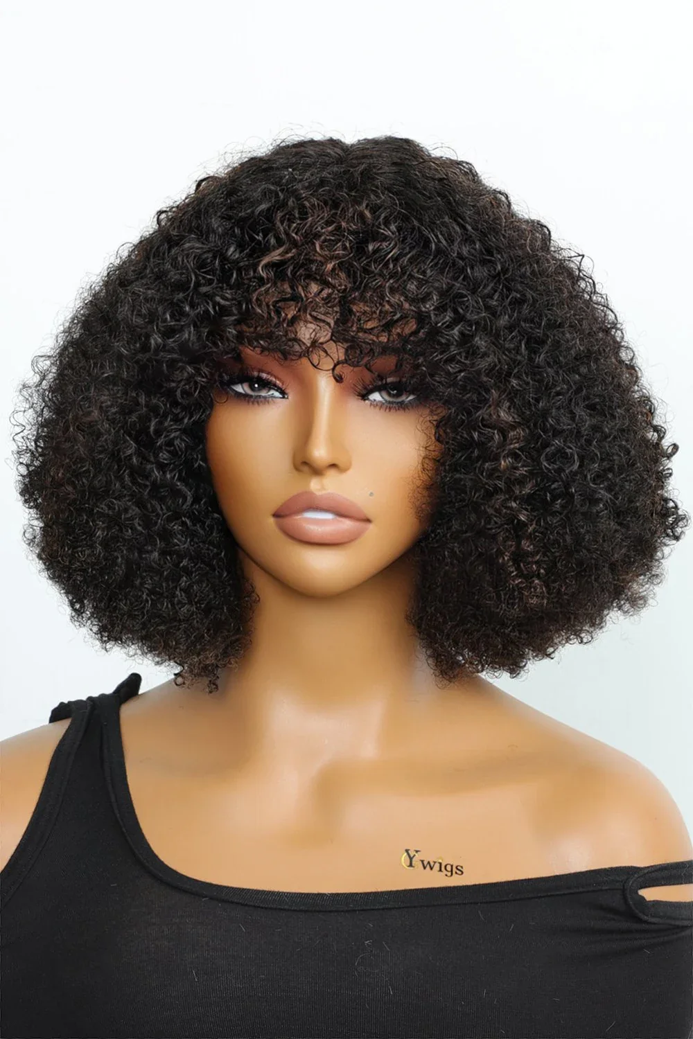No Glue Wigs With Lace Front Top and Bangs Beginner Friendly